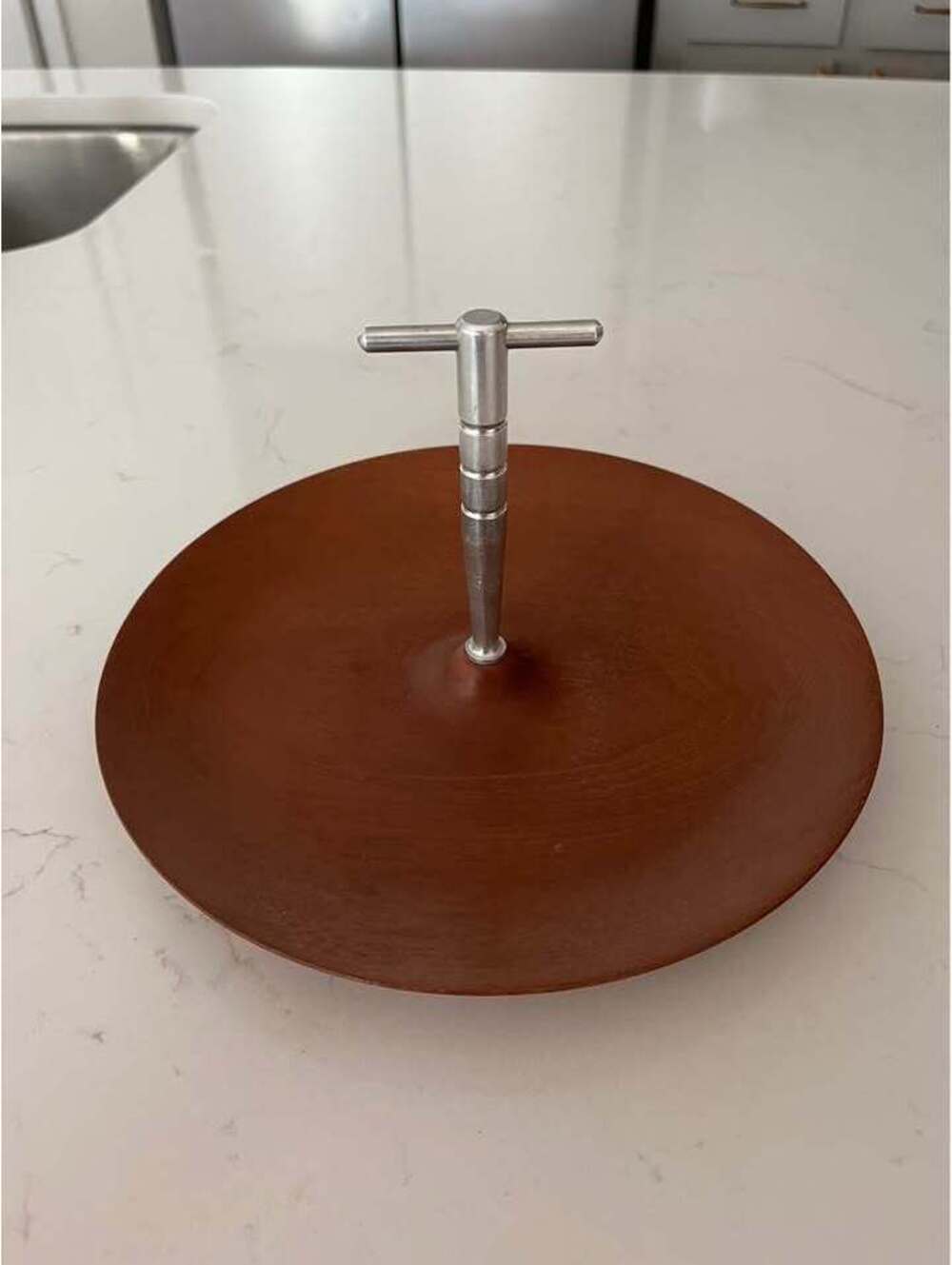 Mcm teak tidbit serving tray